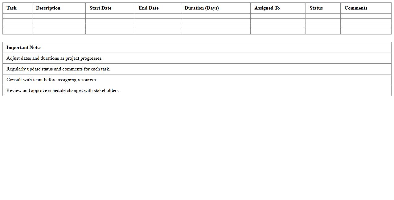 Customizable Residential Construction Schedule Sheet