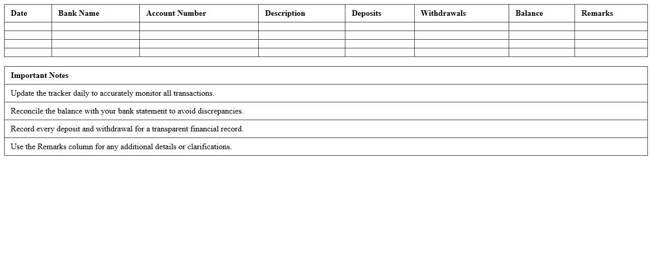 Daily Bank Statement Tracker Excel