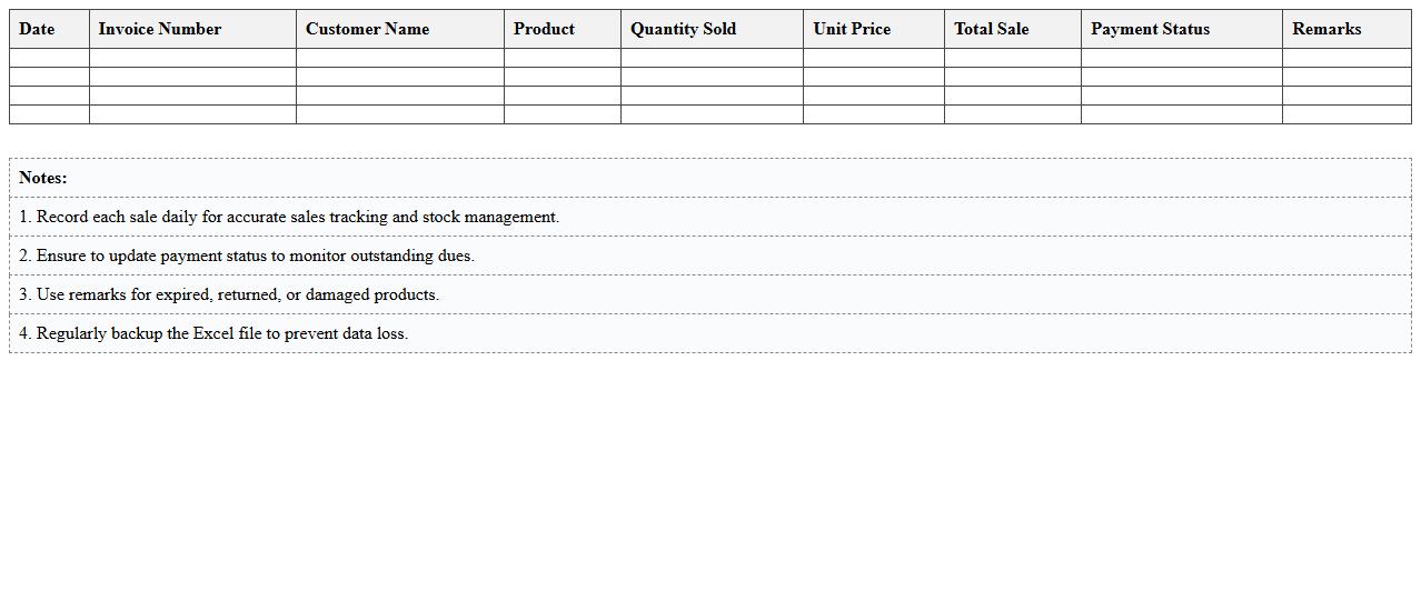Dairy Product Sales Tracking Excel Template for Vendors