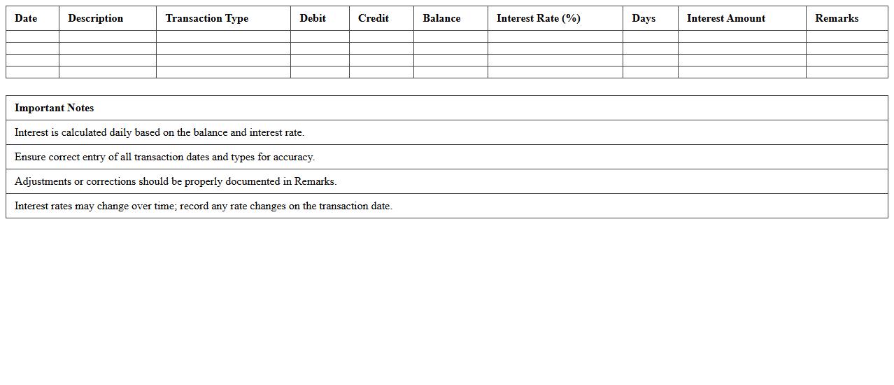 Detailed Transaction-Based Interest Calculation Sheet