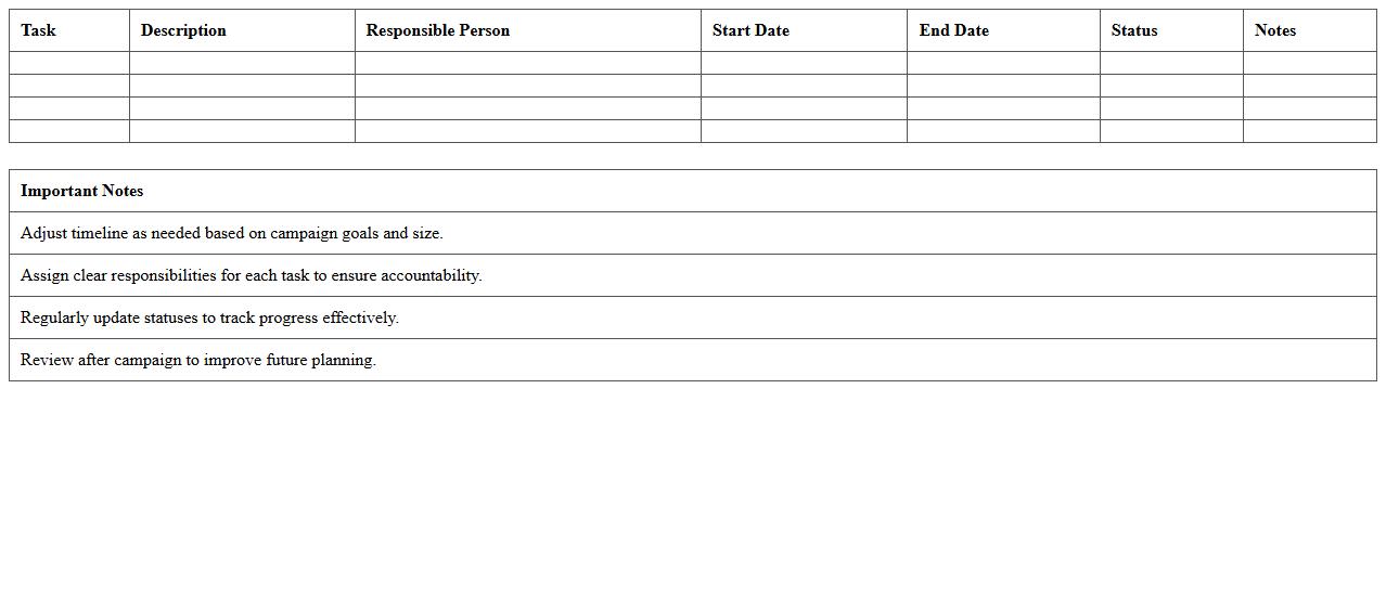 Donation Campaign Planning Timeline Excel Template
