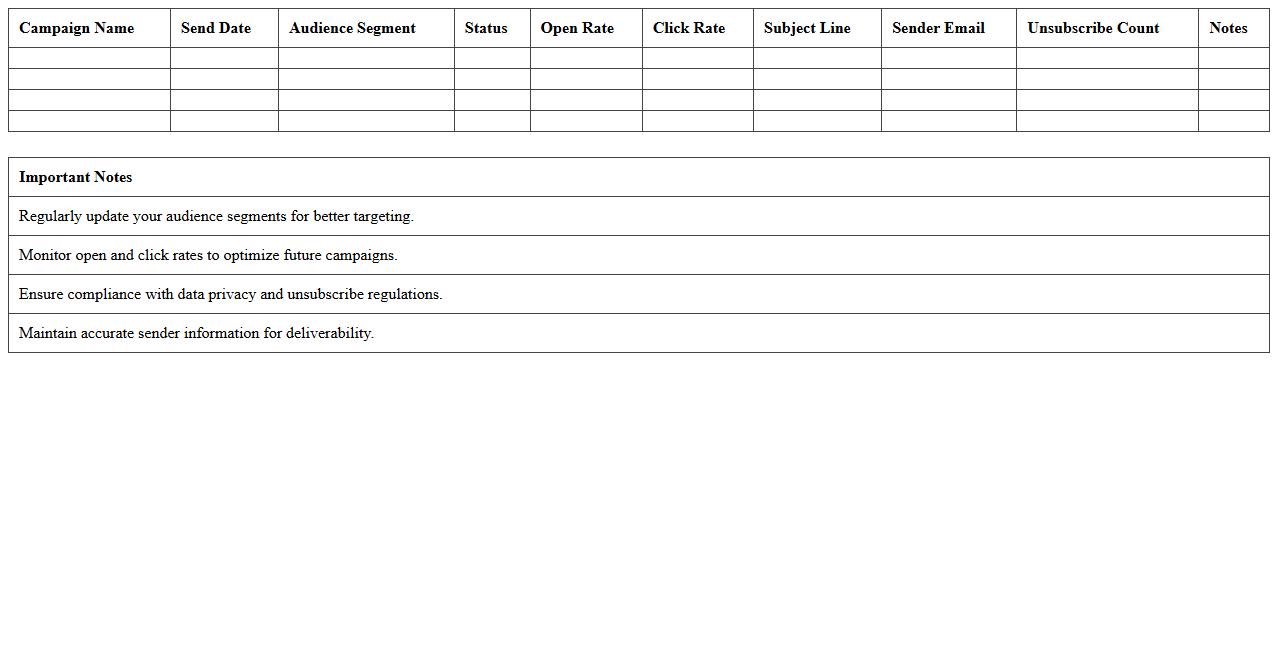Email Marketing Campaign List Management Excel Template