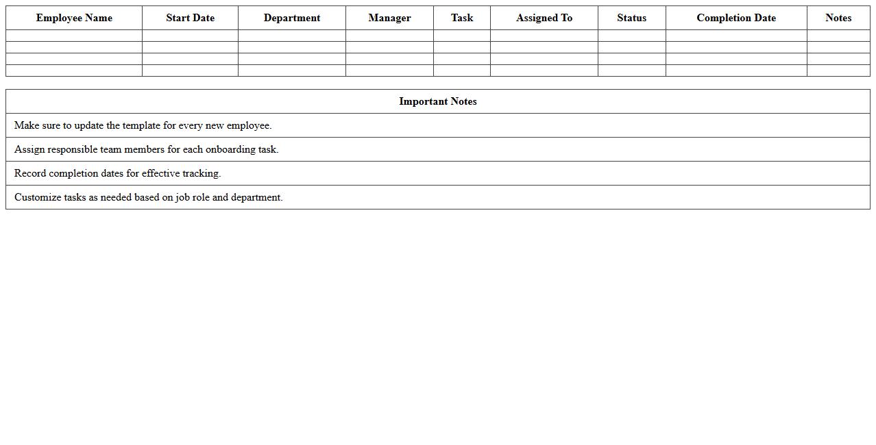 Employee Onboarding Checklist Excel Template