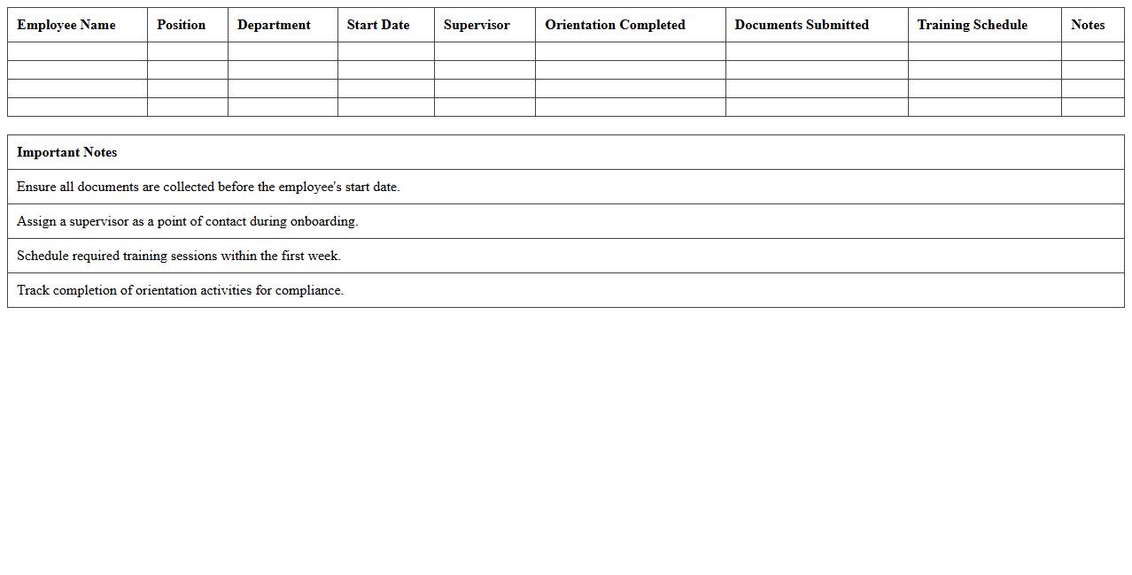 Employee Onboarding Tracker Excel Template