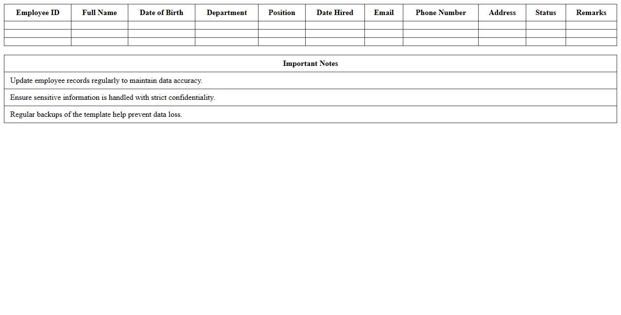 Employee Records Management Excel Template