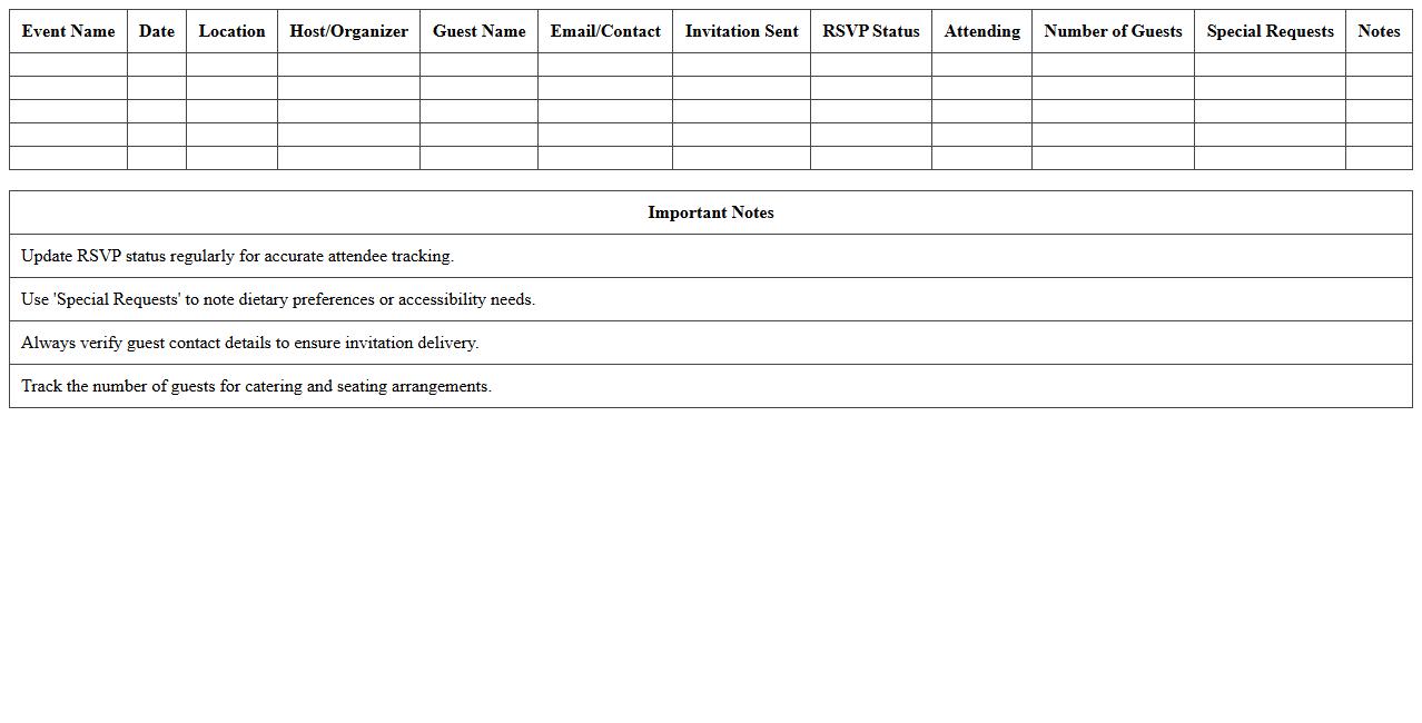 Event Invitation & RSVP Tracker Excel Template