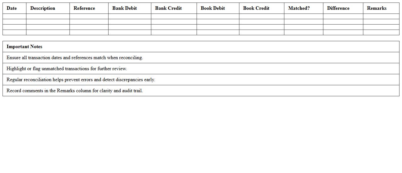 Excel Bank Transaction Matching Template