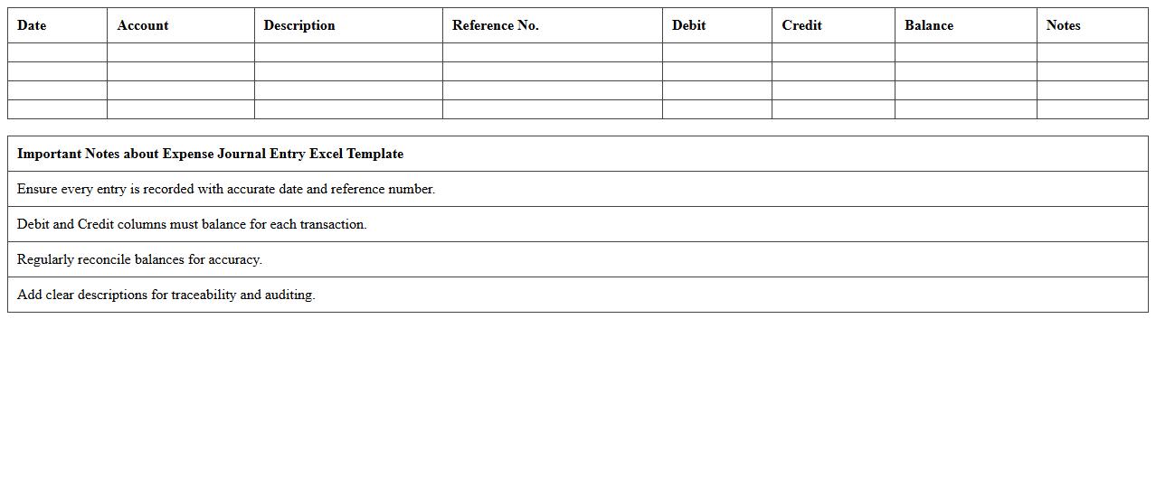 Expense Journal Entry Excel Template