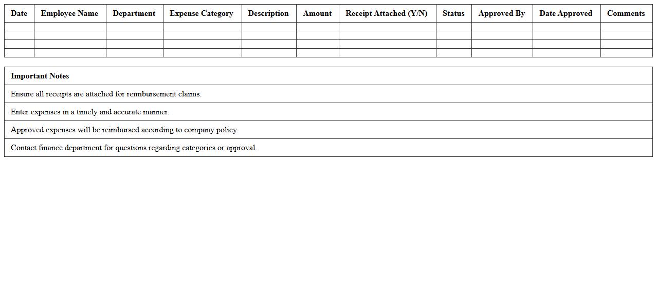 Expense Reimbursement Tracker Template