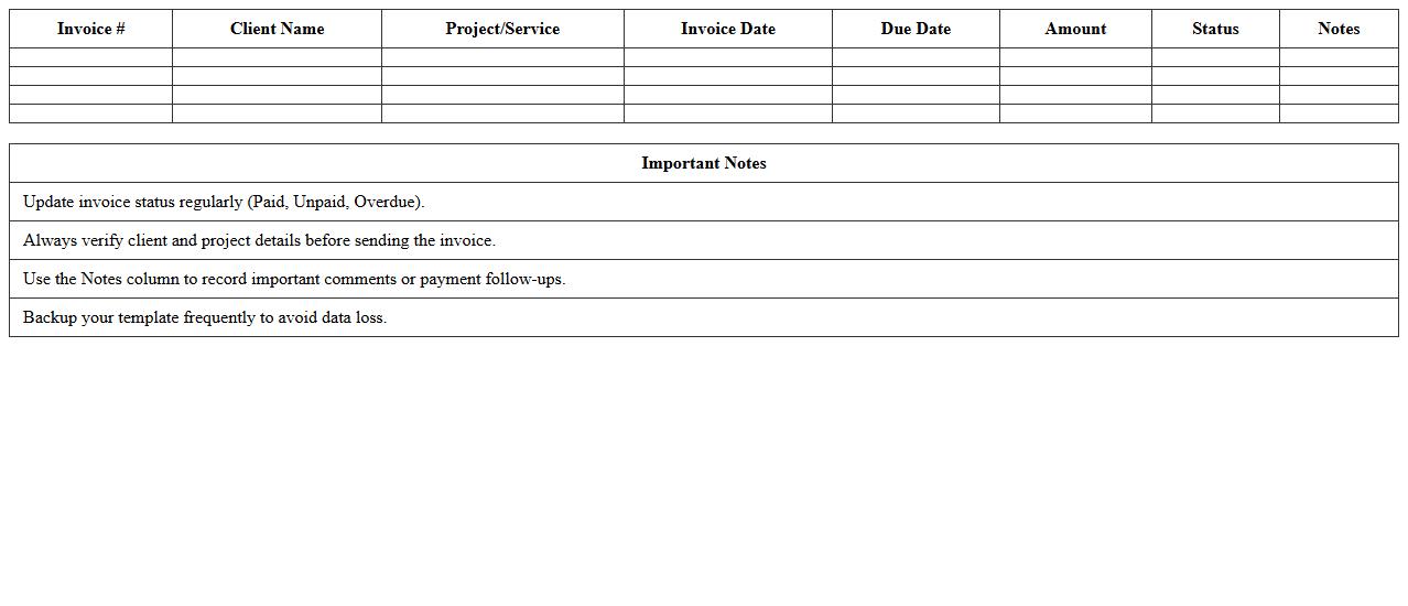 Freelancers Editable Accounts Receivable Excel Template