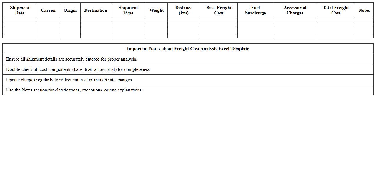 Freight Cost Analysis Excel Template