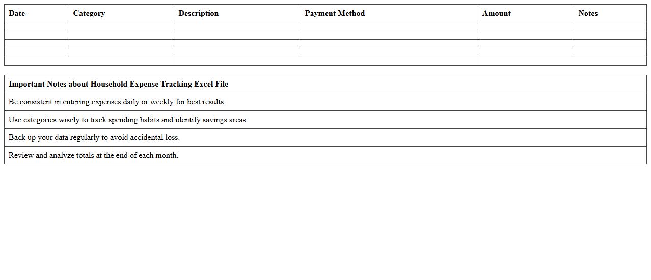 Household Expense Tracking Excel File