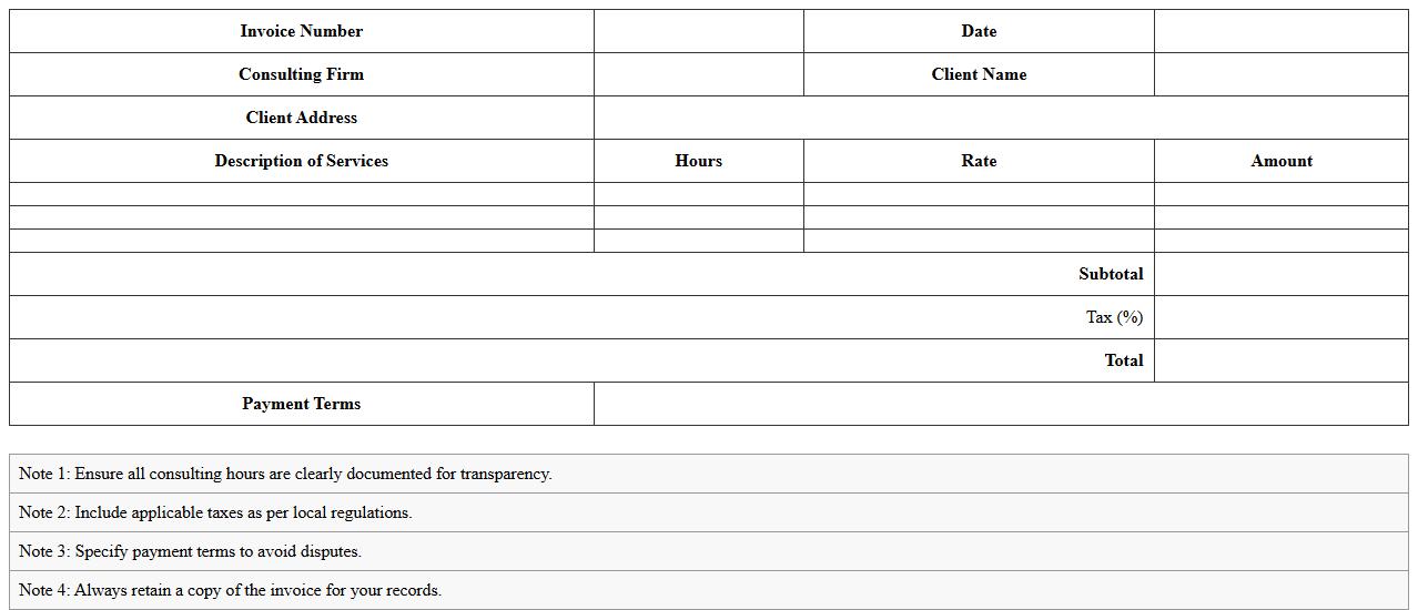 Human Resources Consulting Invoice Excel