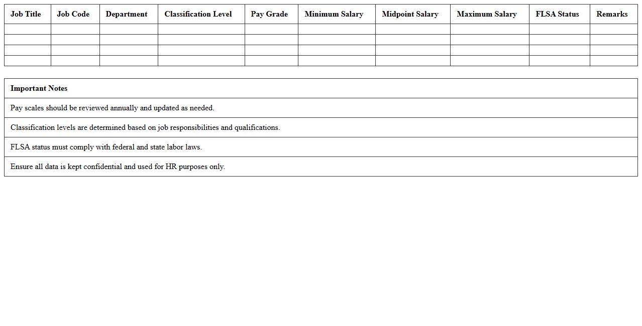 Job Classification & Pay Scale Matrix