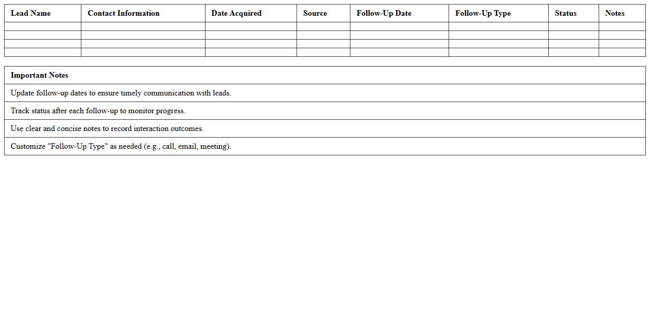Lead Follow-Up Scheduler Excel Template
