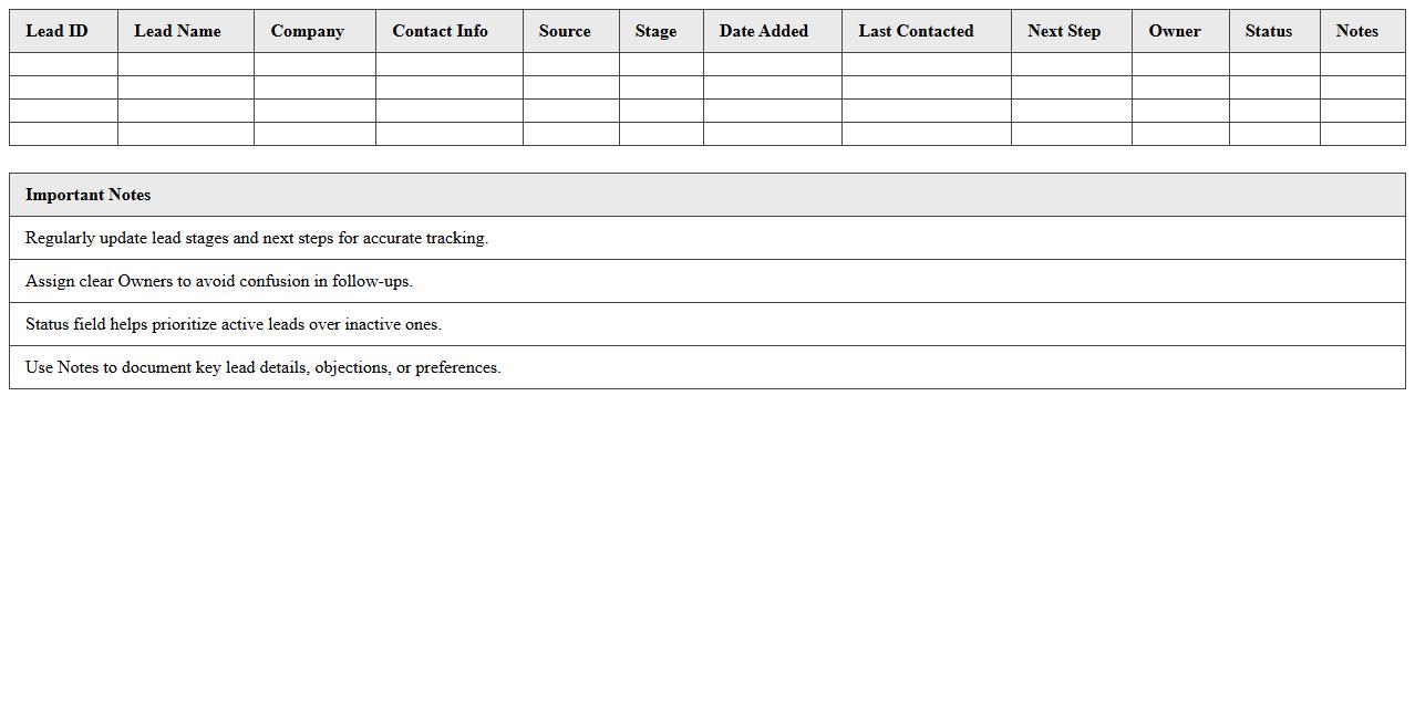 Lead Generation Pipeline Management Excel Template