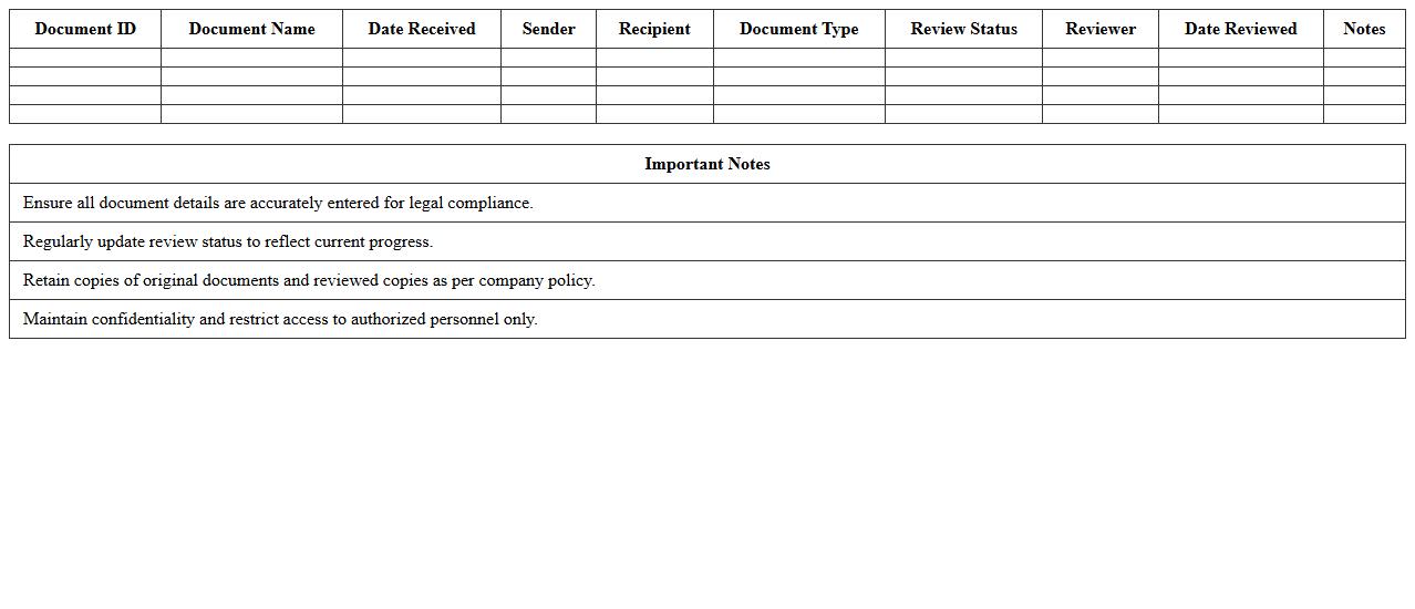 Litigation Document Review Log Excel Sheet