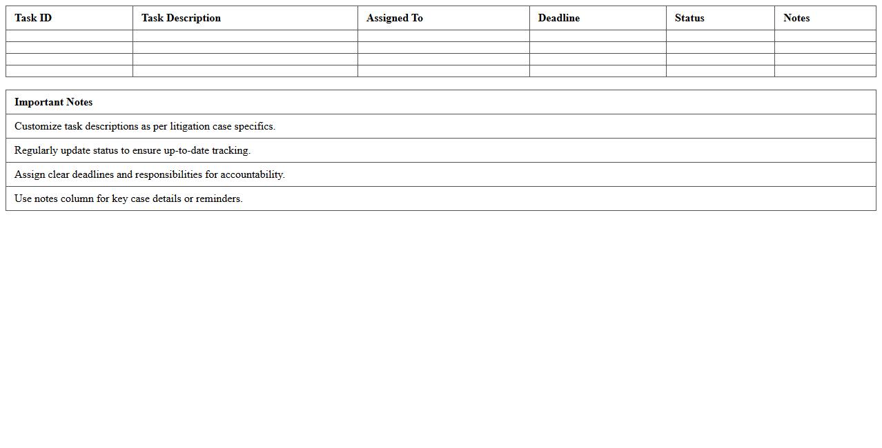 Litigation Task Checklist Excel Template