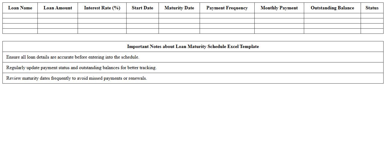 Loan Maturity Schedule Excel Template