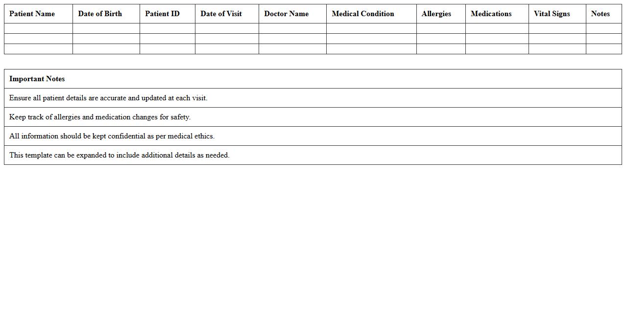 Medical History Tracker Template for Clinics