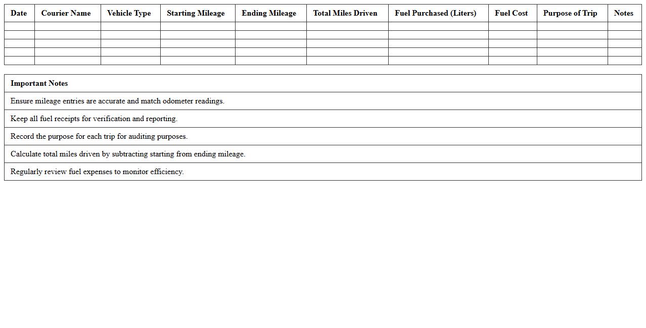 Mileage and Fuel Expense Tracker for Couriers