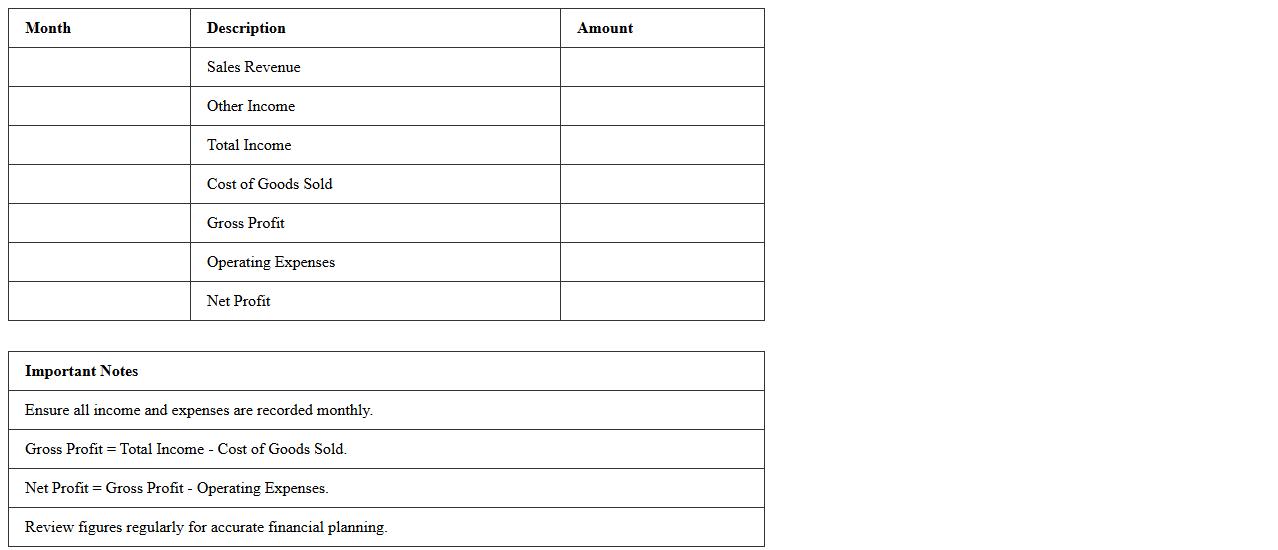 Monthly Income Statement Excel Template