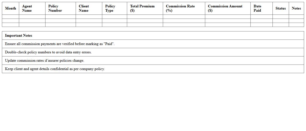 Monthly Insurance Commission Payment Tracker