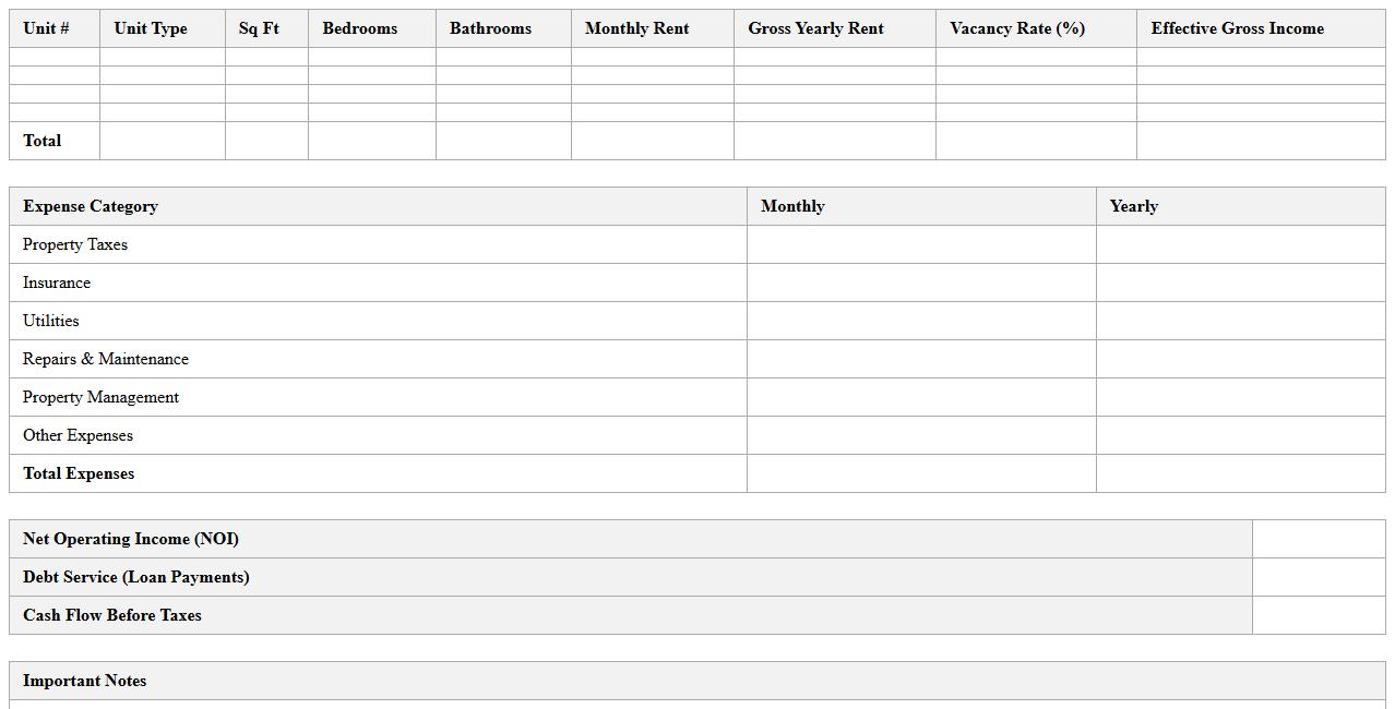 Multi-Unit Building Cash Flow Analysis Spreadsheet