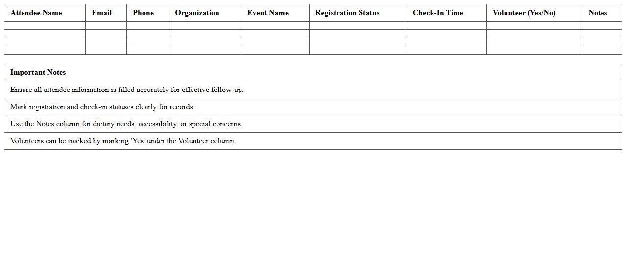 Nonprofit Event Check-In & Sign-Up Excel Template