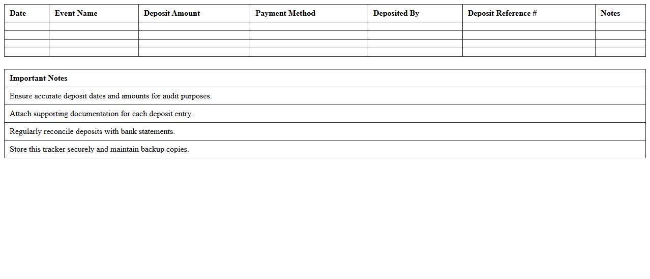 Nonprofit Event Deposit Log Excel Tracker