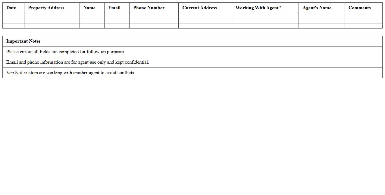 Open House Sign-In Sheet Excel Template