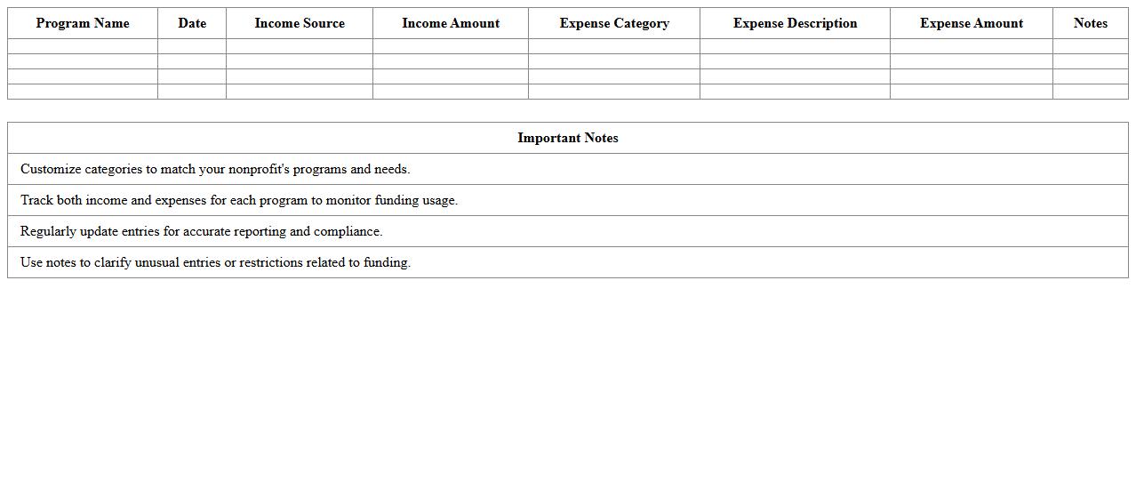 Program-Specific Finance Tracker Excel Template for Nonprofits