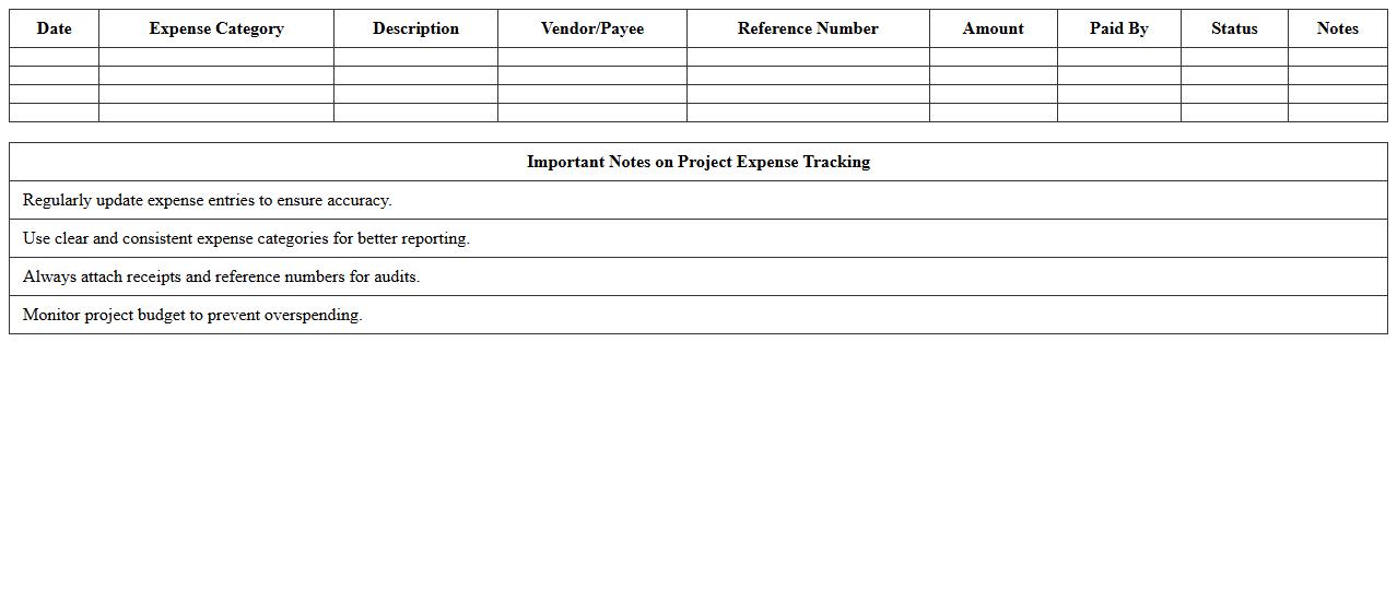 Project Expense Tracking Excel Template