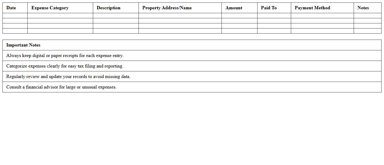 Property Expense Tracking Excel Template