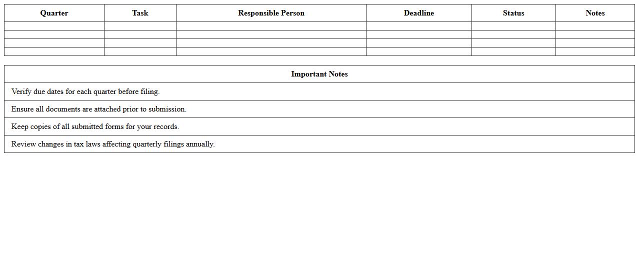 Quarterly Tax Filing Checklist Excel