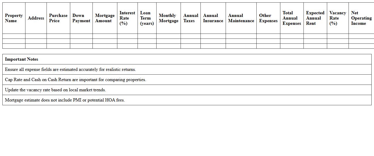 Real Estate Investment Property Valuation Excel Template