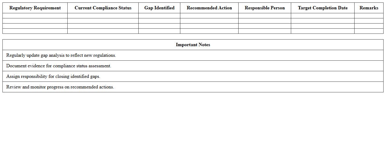 Regulatory Compliance Gap Analysis Excel