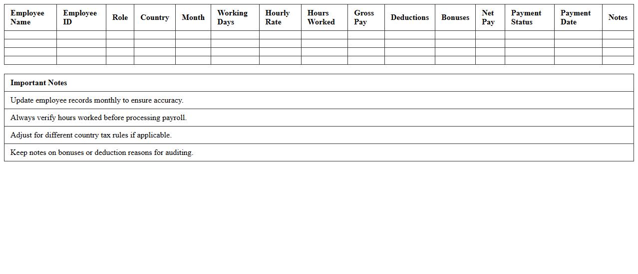 Remote Team Payroll Tracker Excel Template
