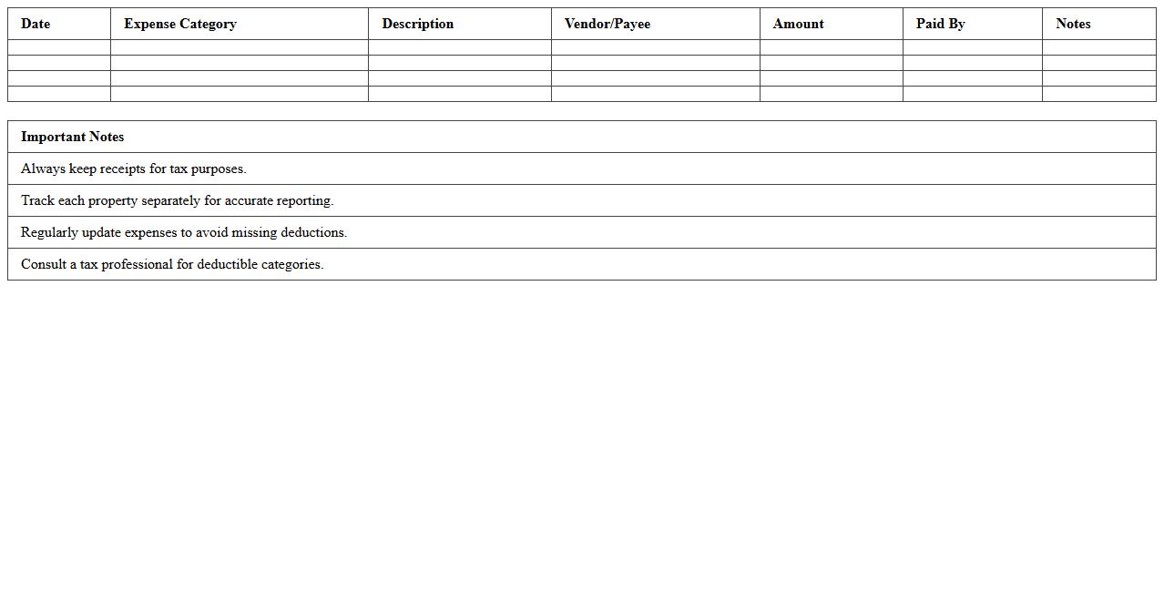 Rental Property Expenses Spreadsheet Template