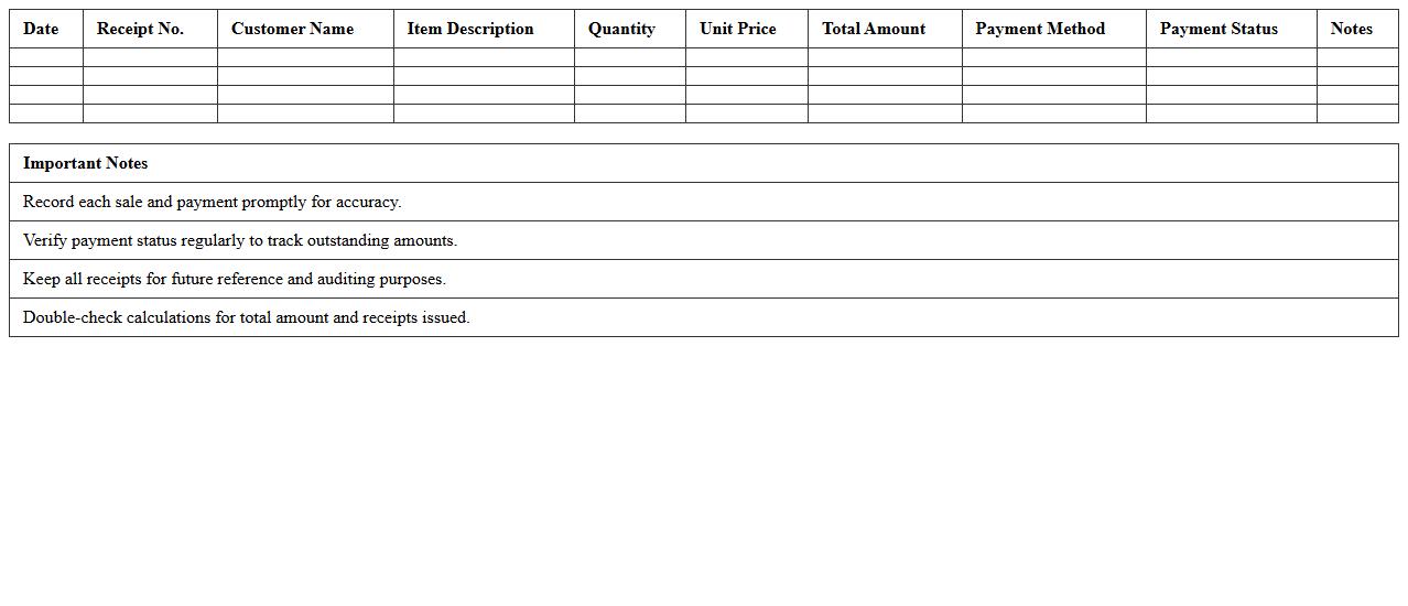 Retail Sales Receipt and Payment Tracker Template