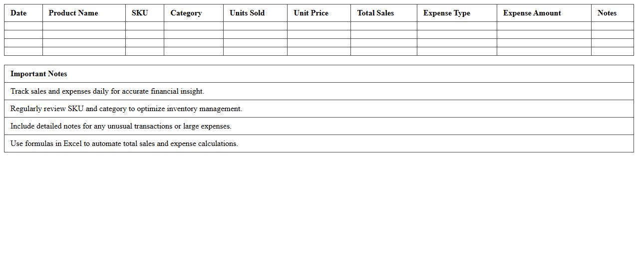 Sales and Expenses Tracker for Retail Store Excel Template