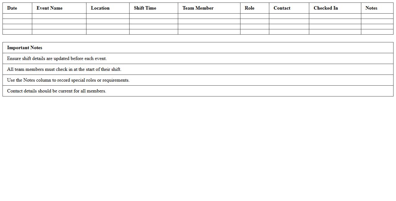 Shift Assignment Tracker for Catering Teams