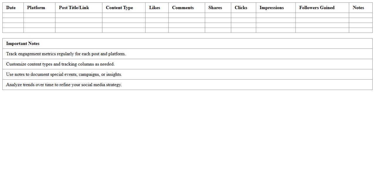 Social Media Engagement Tracking Excel Template