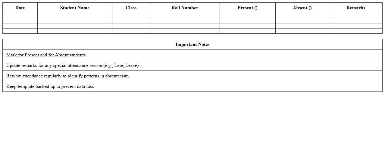 Student Daily Attendance Tracker Excel Template