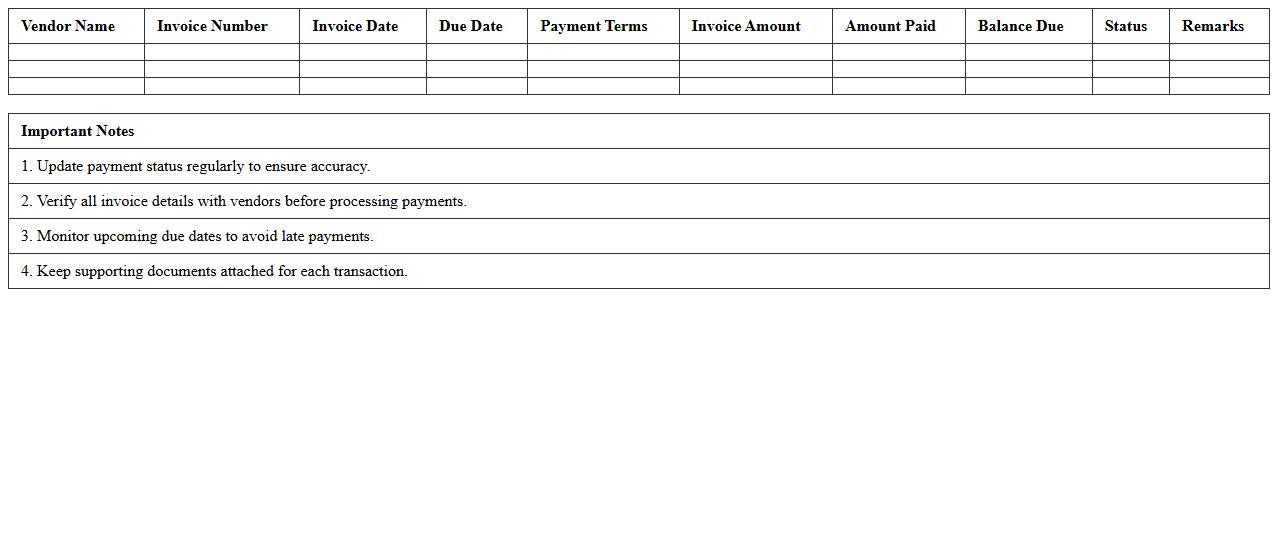 Vendor Payment Schedule Template