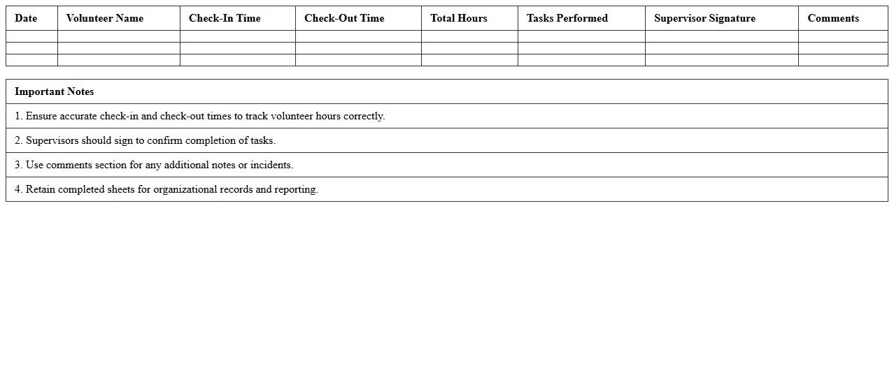 Volunteer Check-in and Timesheet Excel Template