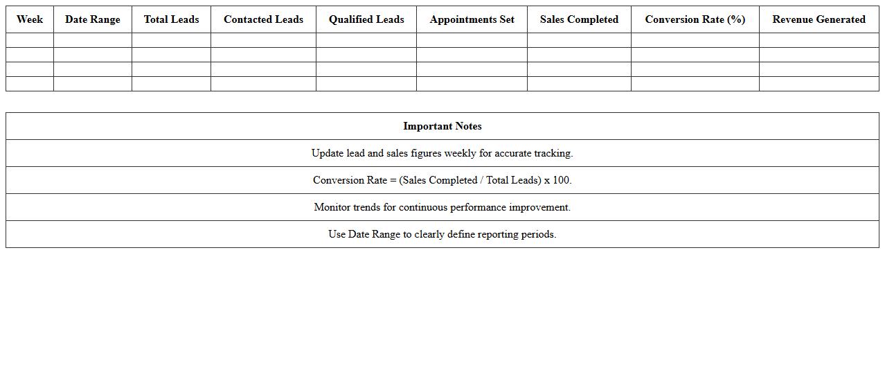 Weekly Insurance Lead Performance Dashboard