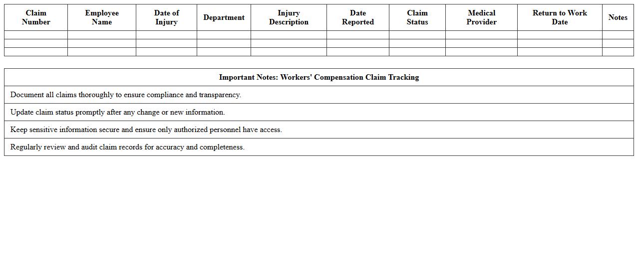 Workers’ Compensation Claim Tracking Excel