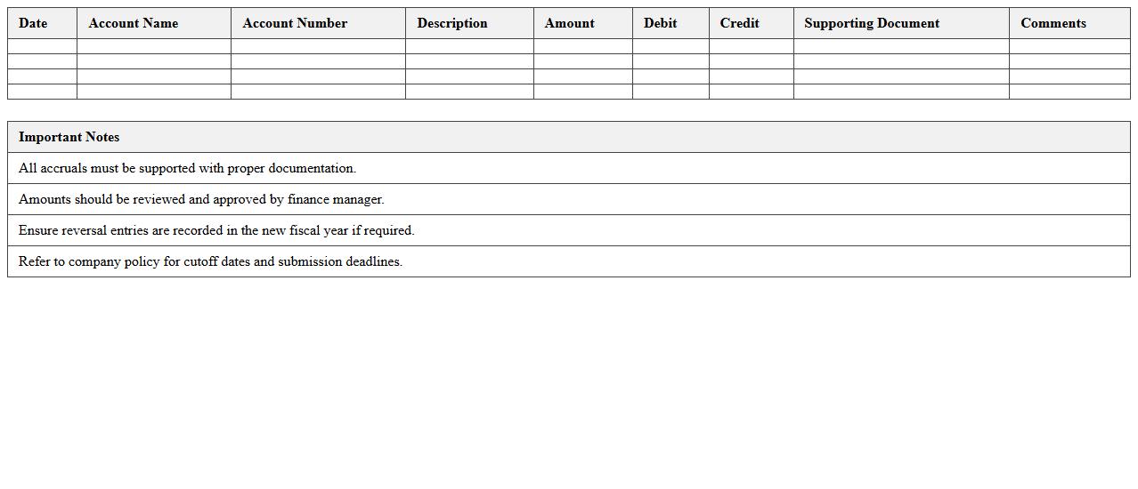 Year-End Accrual Adjustments Template