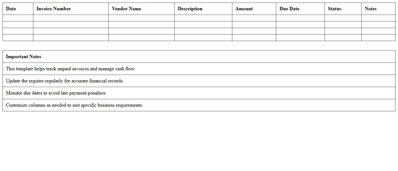 Accounts Payable Register Excel Template